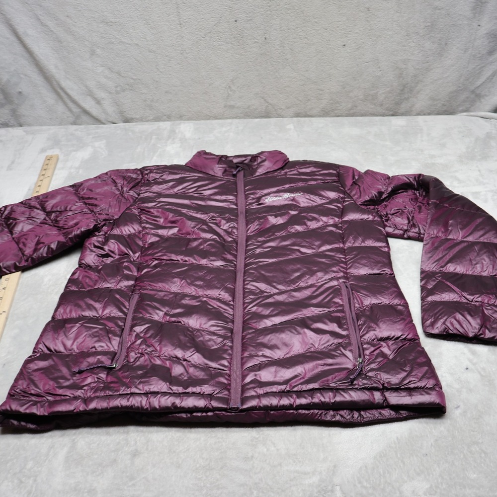 Eddie Bauer Down Jacket Women Small Purple Insulated Light Pack Quilted Puffer
